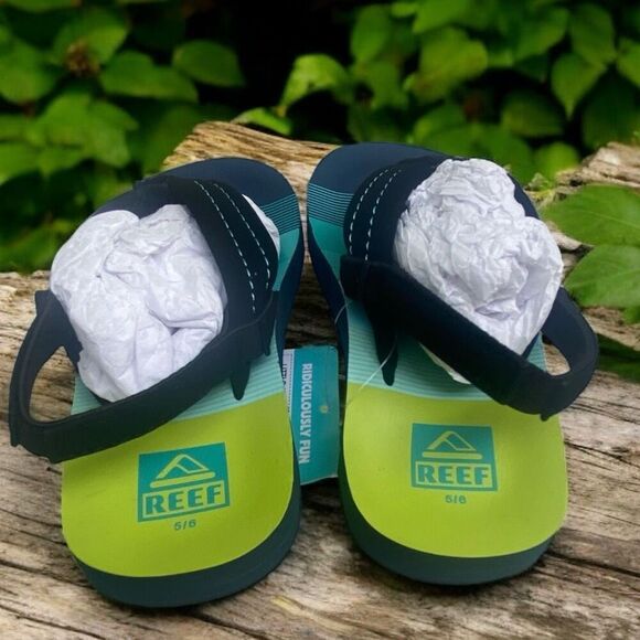 Reef Kids Little Ahi Flip Flop Aqua Green Size 5/6 Strap Sandals NEW - Picture 3 of 7